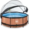 EXIT TOYS EXIT Frame Pool ø244x76cm (12v Cartridge Filterpomp) - Houten Look & Zonneda
