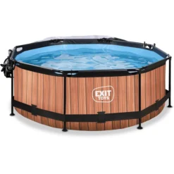 EXIT TOYS EXIT Frame Pool ø244x76cm (12v Cartridge Filterpomp) - Houten Look & Zonneda -Buiten Speelgoed Winkel exit frame pool o244x76cm 12v cartridge filterpomp houten look amp zonneda a305796 2