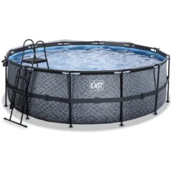 EXIT TOYS EXIT Frame Pool ø427x122cm (12v Sand Filter) - Grijs + Zonnedak -Buiten Speelgoed Winkel exit frame pool o427x122cm 12v sand filter grijs zonnedak a305960 2