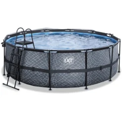 EXIT TOYS EXIT Frame Pool ø427x122cm (12v Sand Filter) - Grijs + Zonnedak + Warmtepomp -Buiten Speelgoed Winkel exit frame pool o427x122cm 12v sand filter grijs zonnedak warmtepomp a305966 2