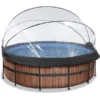 EXIT TOYS EXIT Frame Pool ø427x122cm (12v Sand Filter) - Houtlook + Zonnekap