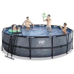 EXIT TOYS EXIT Frame Pool ø488x122cm (12v Filterpomp) - Grijs -Buiten Speelgoed Winkel exit frame pool o488x122cm 12v filterpomp grijs a305806 4