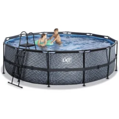 EXIT TOYS EXIT Frame Pool ø488x122cm (12v Sand Filter) - Grijs -Buiten Speelgoed Winkel exit frame pool o488x122cm 12v sand filter grijs a305808 4