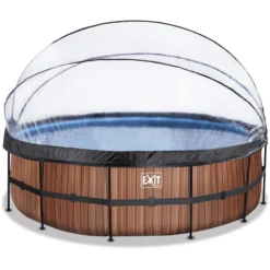 EXIT TOYS EXIT Frame Pool ø488x122cm (12v Sand Filter) - Houtoptiek + Zonnedak + Warmtepom