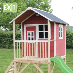 EXIT TOYS EXIT Loft 500 Houten Speelhuis - Rood -Buiten Speelgoed Winkel exit loft 500 houten speelhuis rood a248338 3