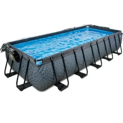 EXIT TOYS EXIT Stone Zwembad 540x250x100cm Met Afdekking, Sand Filter En Warmtepomp, Grijs -Buiten Speelgoed Winkel exit stone zwembad 540x250x100cm met afdekking sand filter en warmtepomp grijs a294605 2