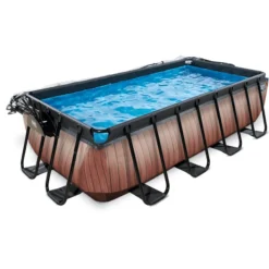 EXIT TOYS EXIT Wood Pool 400x200x100cm Met Afdekking, Sand Filter En Warmtepomp, Bruin -Buiten Speelgoed Winkel exit wood pool 400x200x100cm met afdekking sand filter en warmtepomp bruin a294604 2