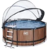 EXIT TOYS EXIT Wood Pool ø360x122cm Met Afdekking, Sand Filter- En Warmtepomp, Bruin