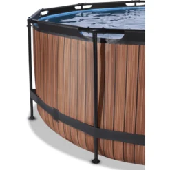 EXIT TOYS EXIT Wood Pool ø360x122cm Met Zandfilterpomp, Bruin -Buiten Speelgoed Winkel exit wood pool o360x122cm met zandfilterpomp bruin a294610 2