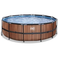 Buiten Speelgoed Winkel -Buiten Speelgoed Winkel exit wood pool o450x122cm met filterpomp bruin a294612 1