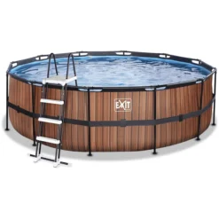 EXIT TOYS EXIT Wood Pool ø450x122cm Met Filterpomp, Bruin