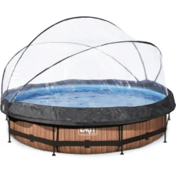 Buiten Speelgoed Winkel -Buiten Speelgoed Winkel exit wood zwembad o360x76cm met overkapping en filterpomp bruin a269445 1