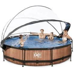 EXIT TOYS EXIT Wood Zwembad ø360x76cm Met Overkapping En Filterpomp - Bruin -Buiten Speelgoed Winkel exit wood zwembad o360x76cm met overkapping en filterpomp bruin a269445 4