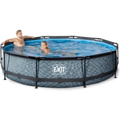 EXIT TOYS EXIT-zwembad Stone ø 360 X 76 Cm Met Filterpomp - Grijs -Buiten Speelgoed Winkel exit zwembad stone o 360 x 76 cm met filterpomp grijs a294977 4
