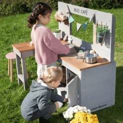 MUDDY BUDDY Speelkeuken Voor Buiten "Mud Café" Warm Grijs -Buiten Speelgoed Winkel muddy buddy speelkeuken voor buiten mud cafe warm grijs a412706 2
